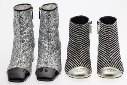 2 Prs Chanel Boots, including Glitter Ankle Boots