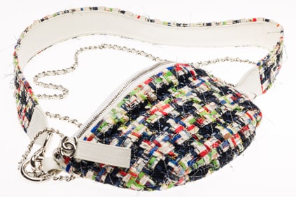 Chanel Tweed w Quilted Leather Convertble Waist Bag