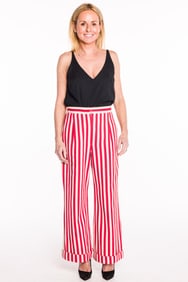 Chanel Stripe Wide Leg Pants, Resort 2017, Size 38
