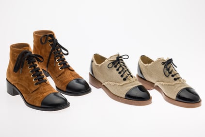 Chanel 2018 Suede Combat Boots and Chanel Oxfords