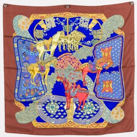 Hermes Art Des Steppes by Annie Faivre Silk Scarf