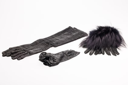 Three Pairs of Perrin Black Leather Gloves