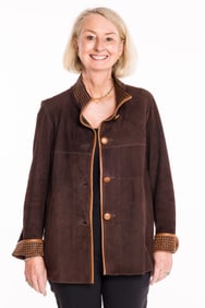 Florentia Pelle Brown Suede Reversible Jacket, 42