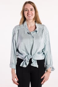 Prada Light Blue Silk Shirt, Size 44