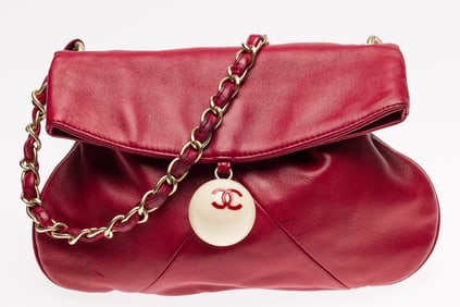 Chanel Cue Ball Red Fold Over Bag