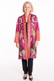 Sabina Savage Long Silk Jacket, Size S