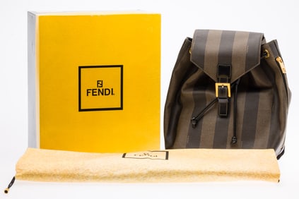 Fendi Pequin Pattern Backpack Shoulder Bag