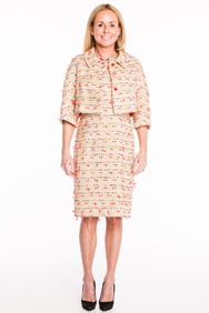 James Hogan Orange Tweed Dress and Jacket, Size 8