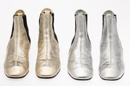 2 Pairs of Chanel Gold and Silver Chelsea Boots, 38