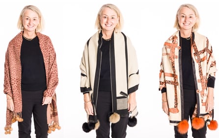 Three Scarves with Fur Balls