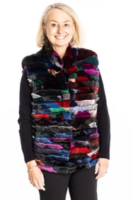 Striped Multicolored Dyed Rabbit Vest