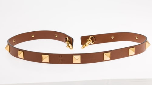 Valentino Studded Brown Leather Bag Strap