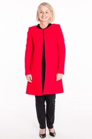 James Hogan Red Knit Long Jacket, Size 8