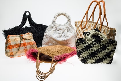 6 Woven Handbags and Totes, Various Makers