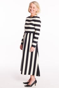 Valentino Black and White Striped Maxi Dress, Size 6
