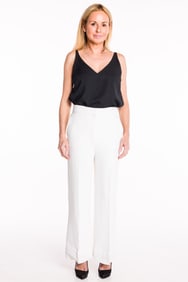 Chanel White Wide Leg Pant, Size 38