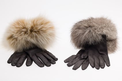 2 Pairs of Perrin Leather and Fur Gloves, Size 7