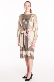 Geoffrey Beene Charmeuse Silk and Lace Dress