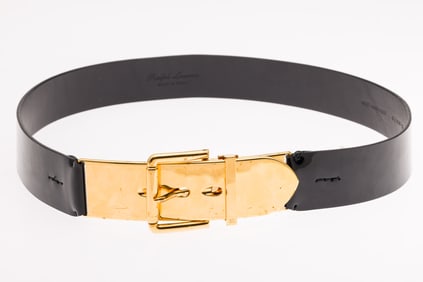 Ralph Lauren Patent Leather and Gold Tone Belt, M