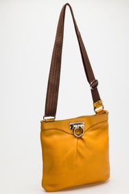 Ferragamo Orange Leather Cross Body Bag, c. 1990's