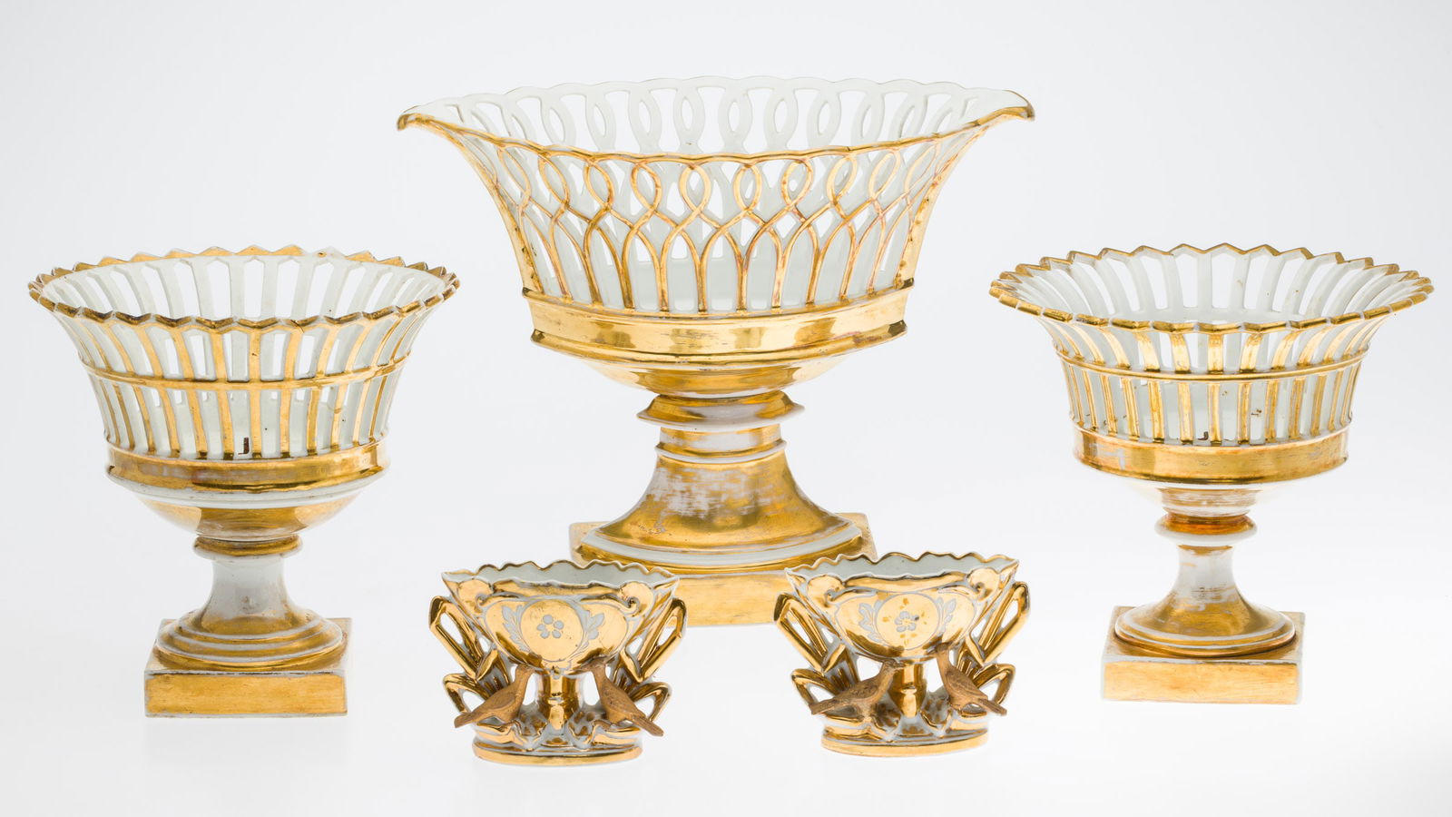 Paris Porcelain Garniture and 2 Vases, 19th Century (1 of 18)