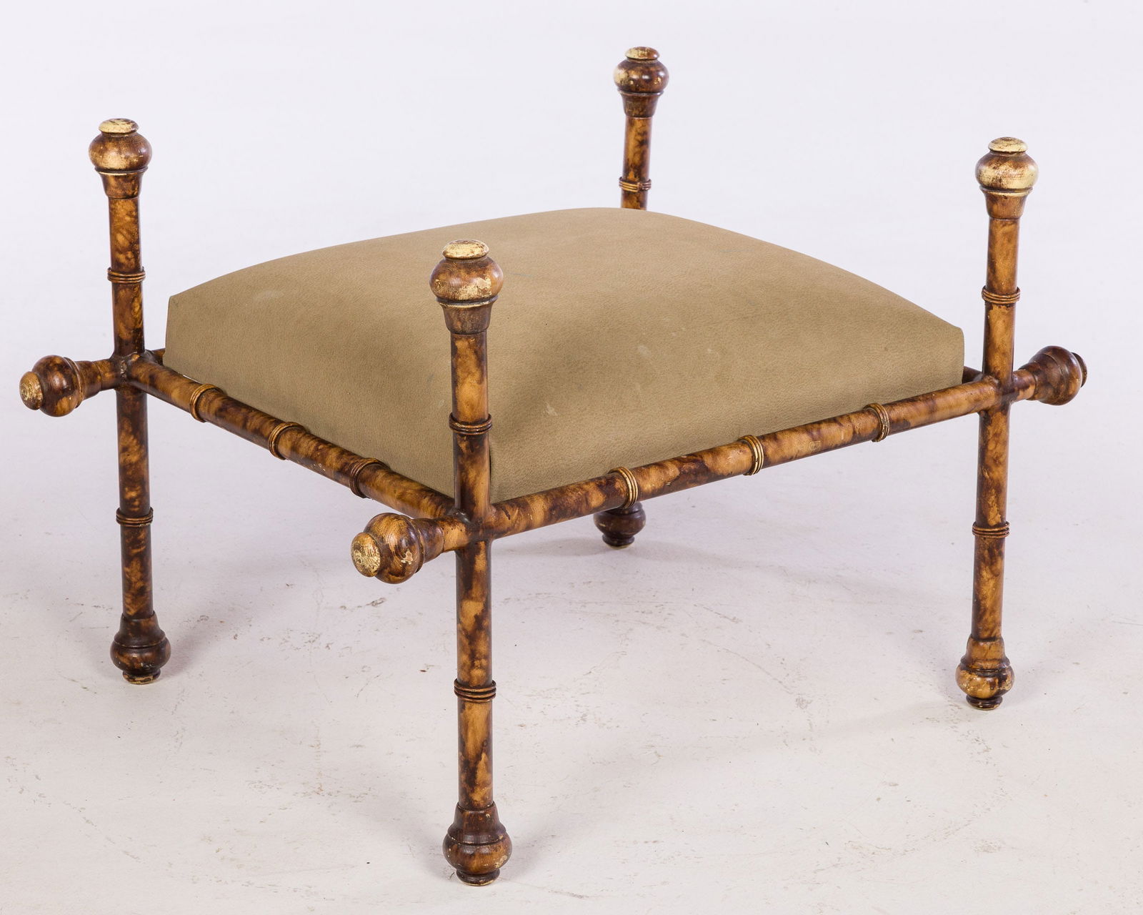 Faux Bamboo Metal and Wood Stool (1 of 11)