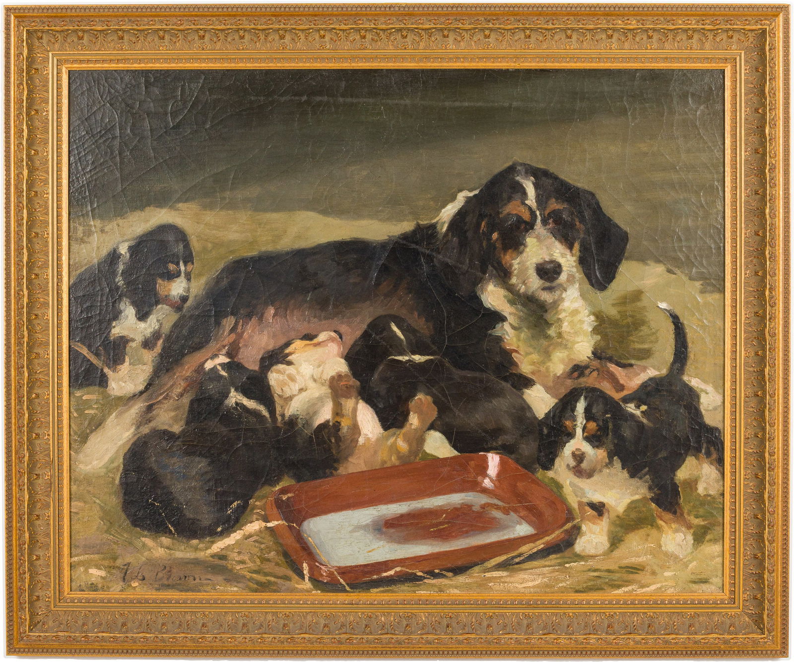 L. Brown, King Charles Spaniel with Puppies, O/C (1 of 20)
