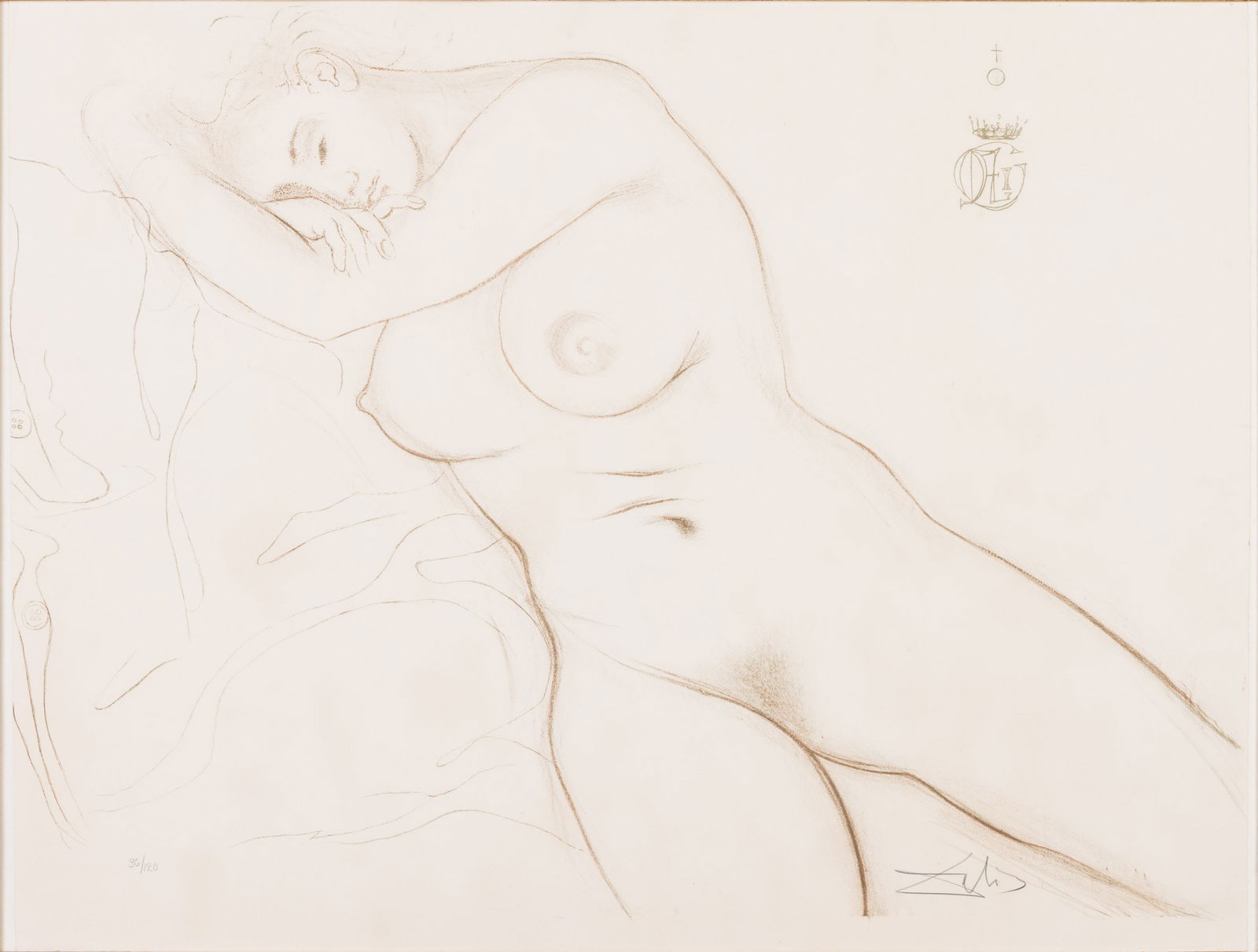 Salvador Dali (1904-1989), Sleeping Woman, Litho: Property of Robert Mixson, St. Marys, GA Description: Salvador Dali (Franch/Spain, 1904-1989), Sleeping Woman, Lithograph, pencil signed lower right and numbered 36/120 lower left, with monogram i
