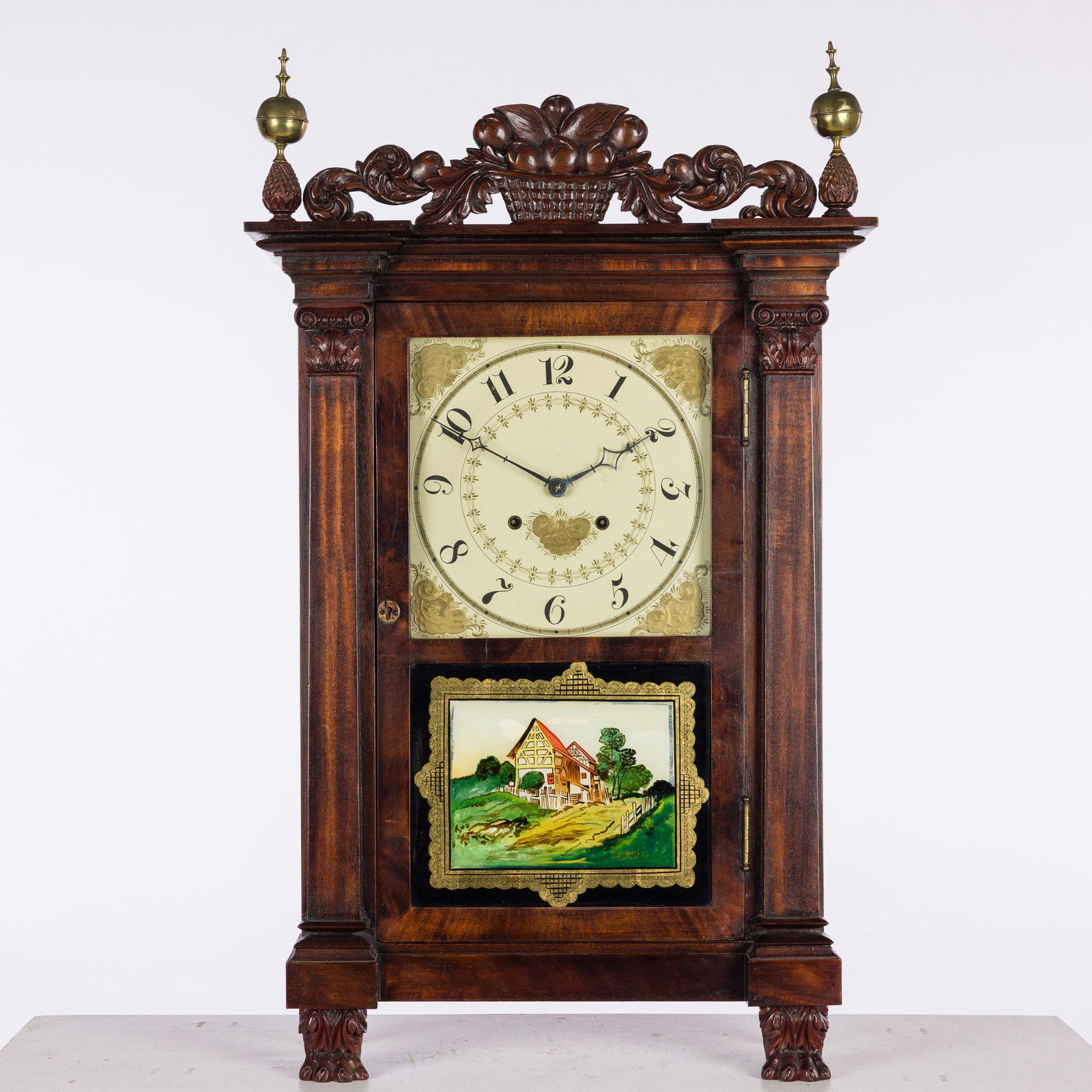 American Empire Mahogany Mantle Clock, 19th C (1 of 13)