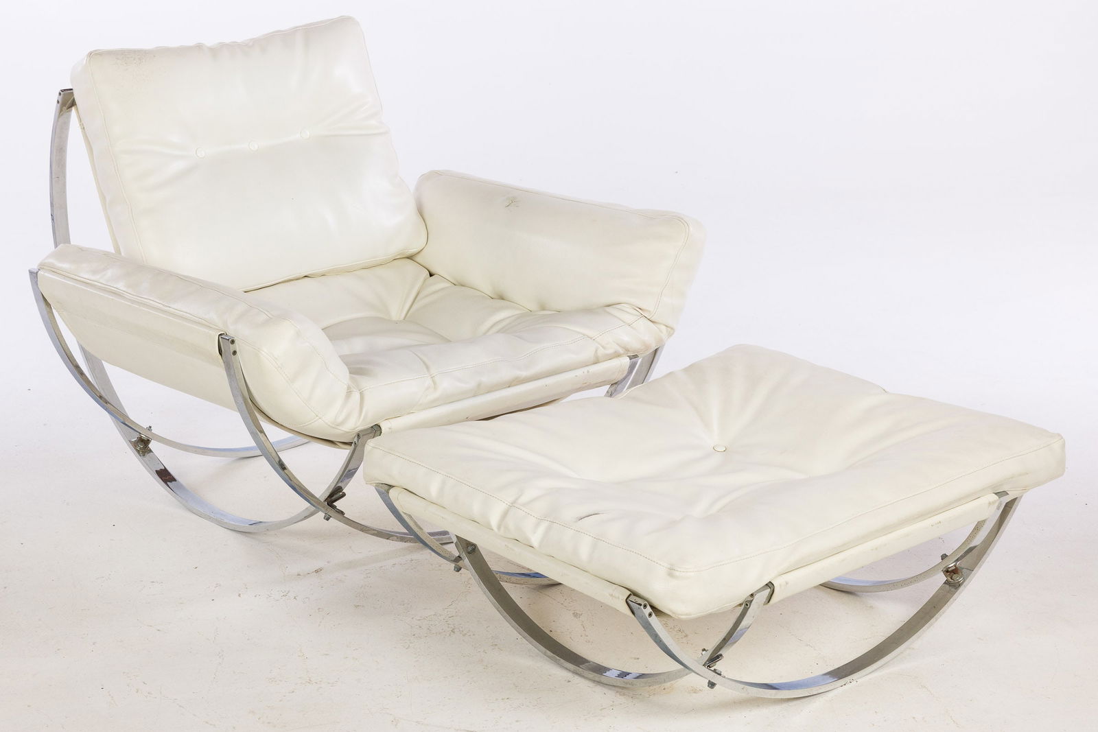 Stendig Faux Leather Chromed Steel Chair & Ottoman (1 of 20)
