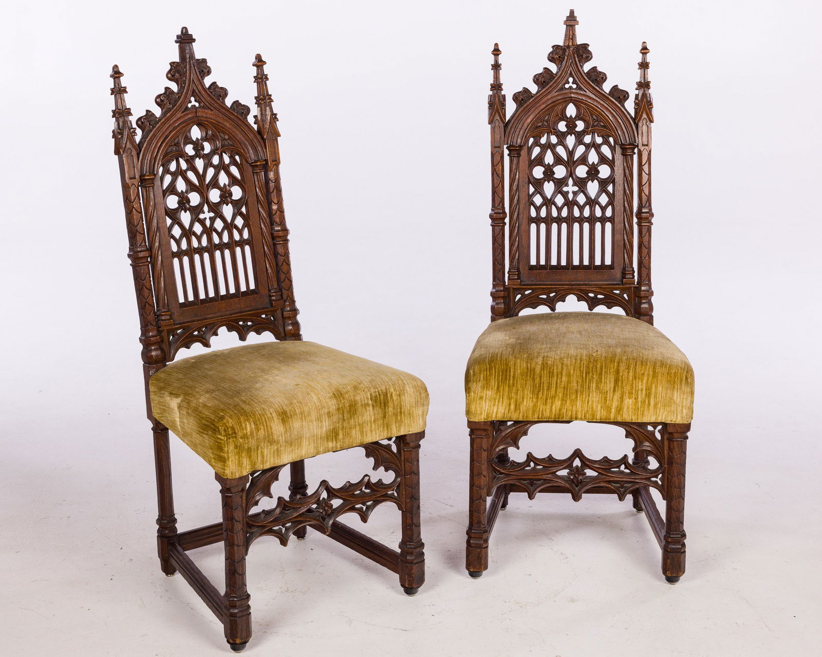 Pair of English Oak Gothic Chairs, 19th Century (1 of 12)