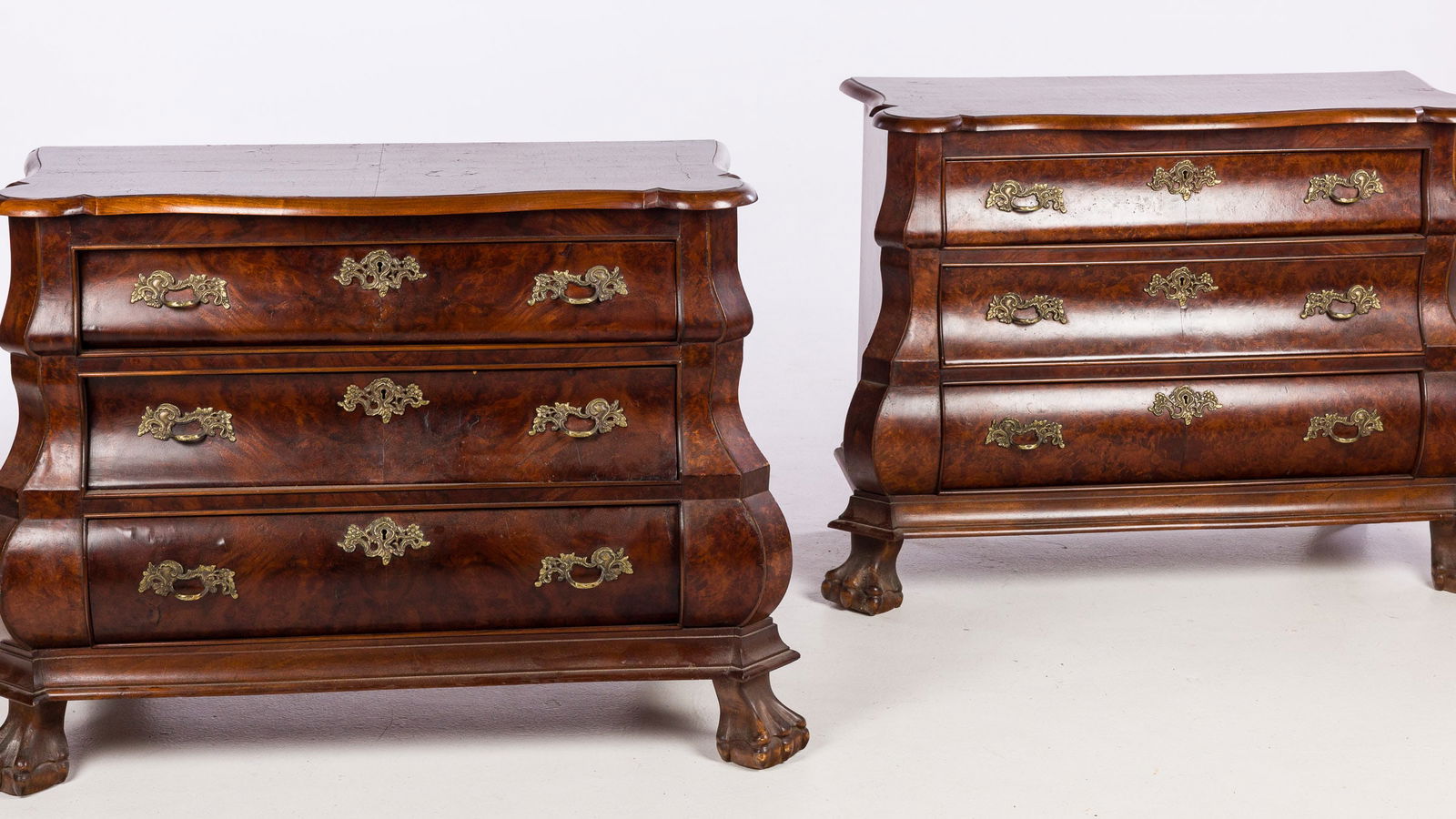 Pair of Burl-Walnut Bombe Chests (1 of 11)