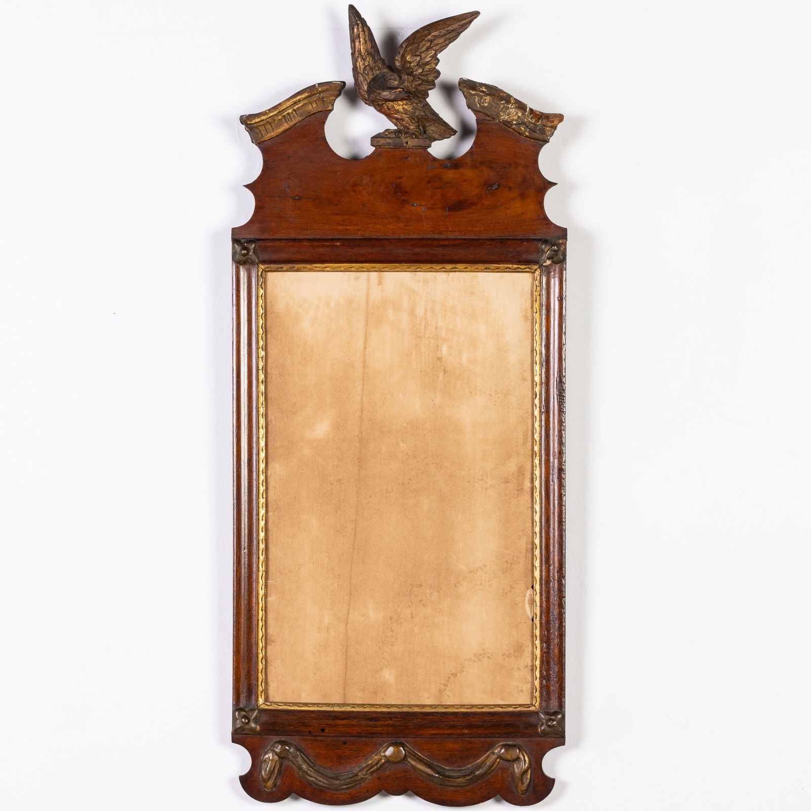 American or English Mahogany & Gilt Mirror, 18th C (1 of 9)