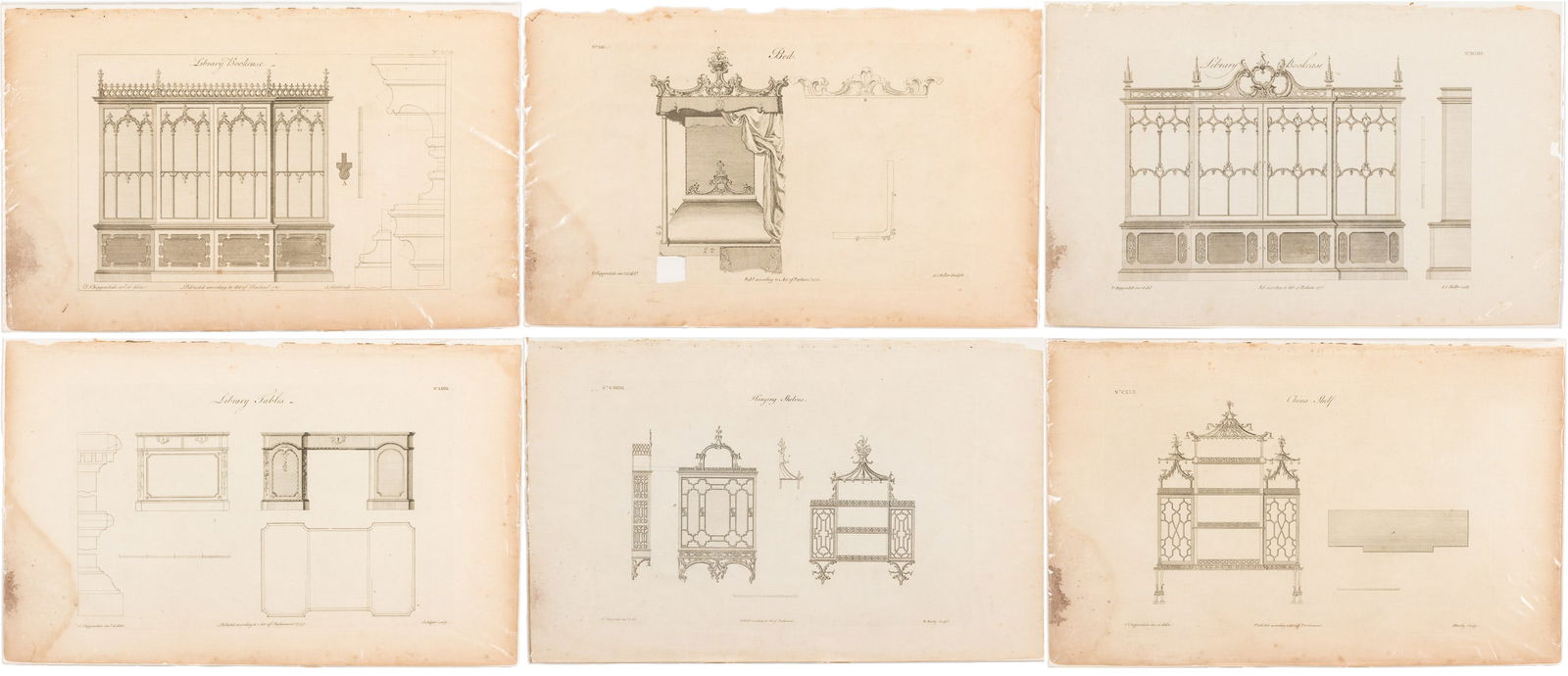 6 Original 1762 Plates Thomas Chippendale Director: Property of a Private Collector, Savannah, GA Description: 6 Original 1762 Plates Thomas Chippendale Director, six prints from 'The Gentleman and Cabinet-Maker's Director', Third Edition, by Thoma