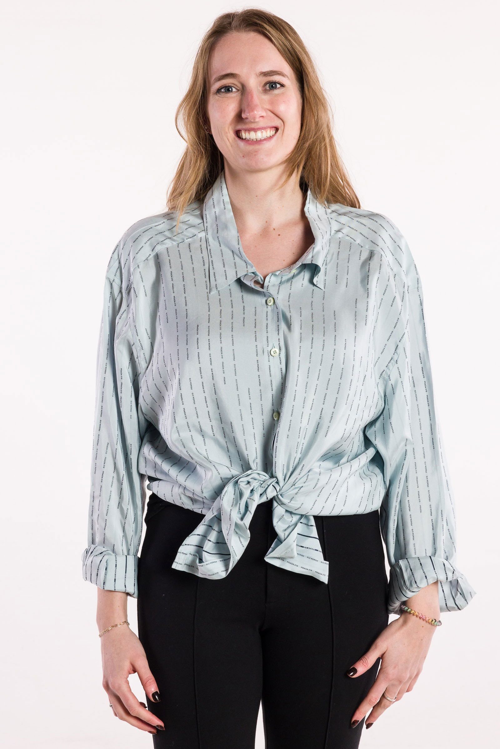 Prada Light Blue Silk Shirt, Size 44 (1 of 8)