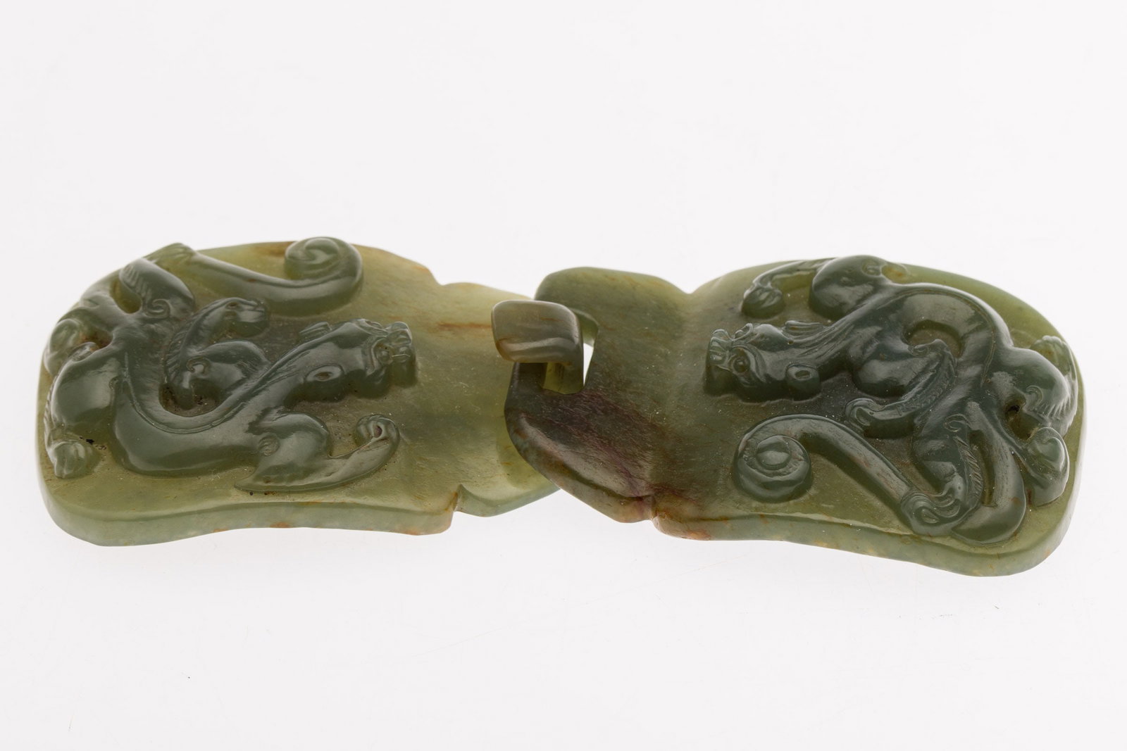 Two-Piece Chinese Carved Jade Belt Buckle (1 of 6)