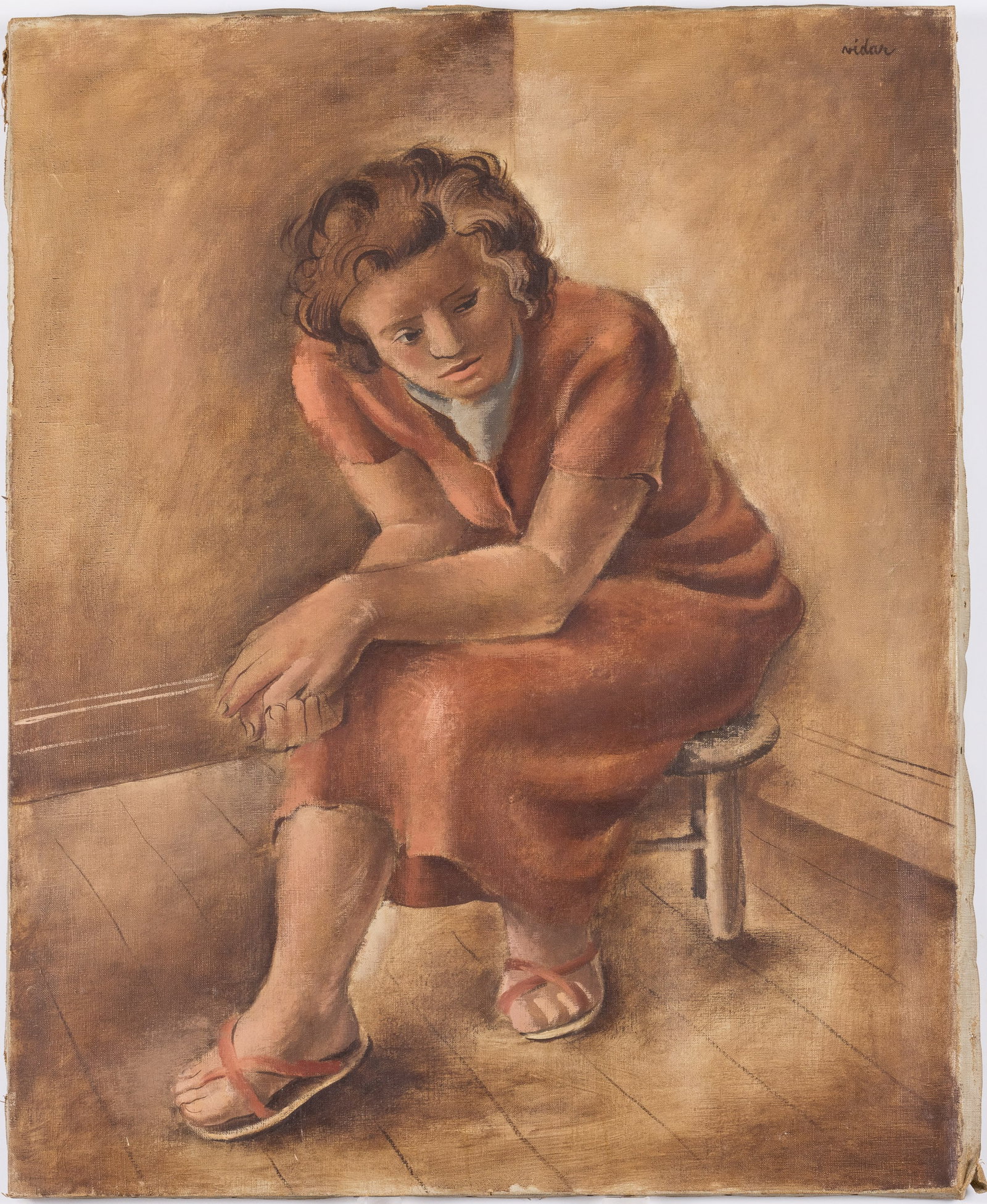 Frede Vidar (MI, 1911-1967), Seated Woman, O/C (1 of 14)
