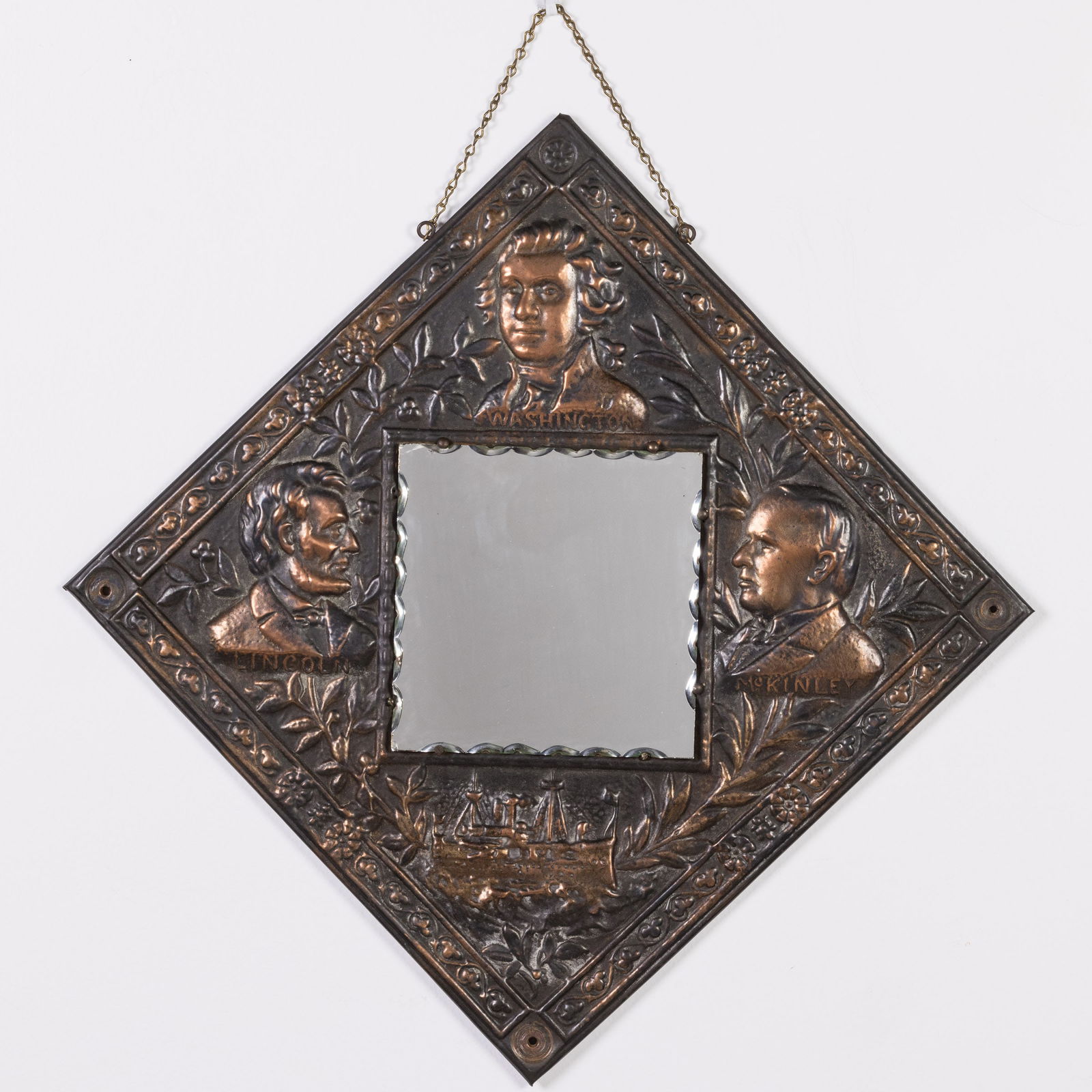 Metal Folk Art Mirror with American Presidents (1 of 6)