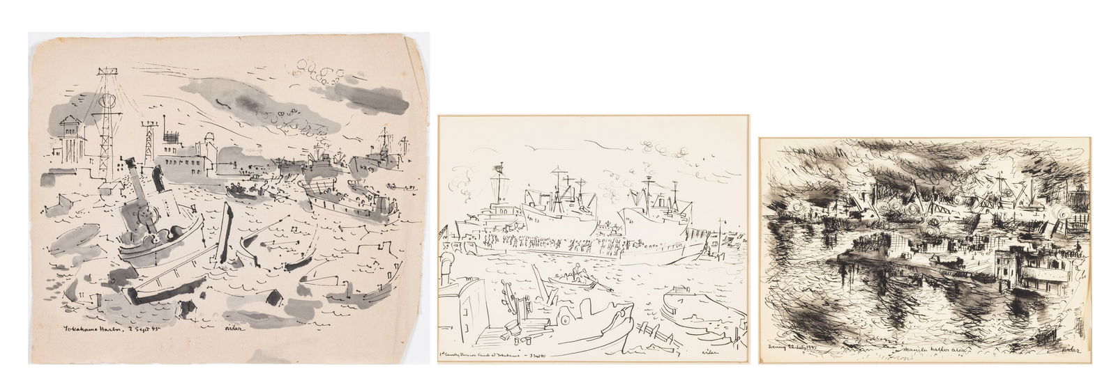 Frede Vidar,  3 Wartime Harbor Scenes, 1940's (1 of 20)