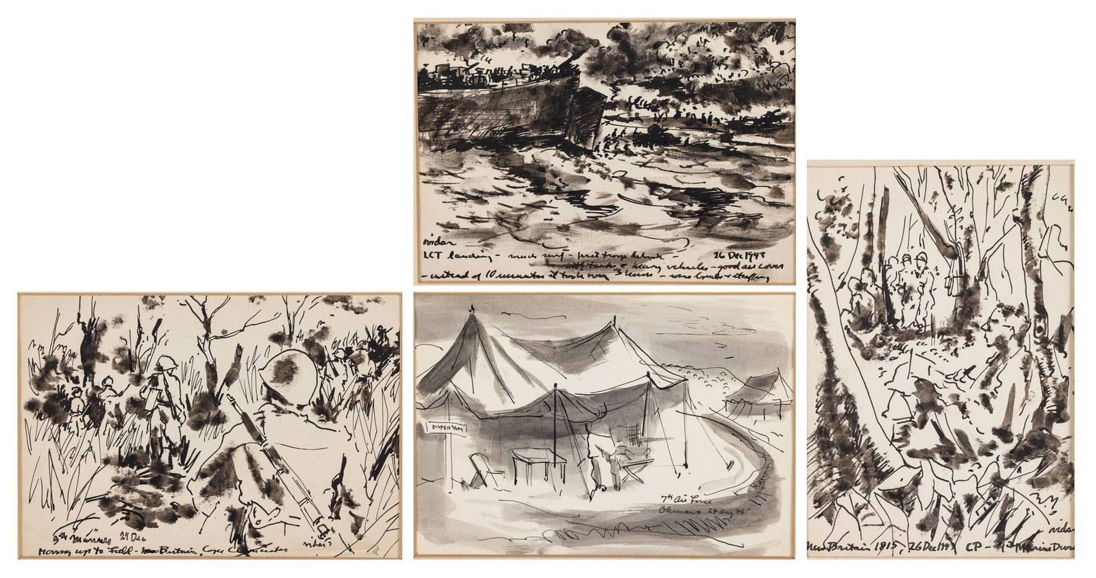 Frede Vidar (1911-1967) 4 Wartime Drawings, 1940's (1 of 20)