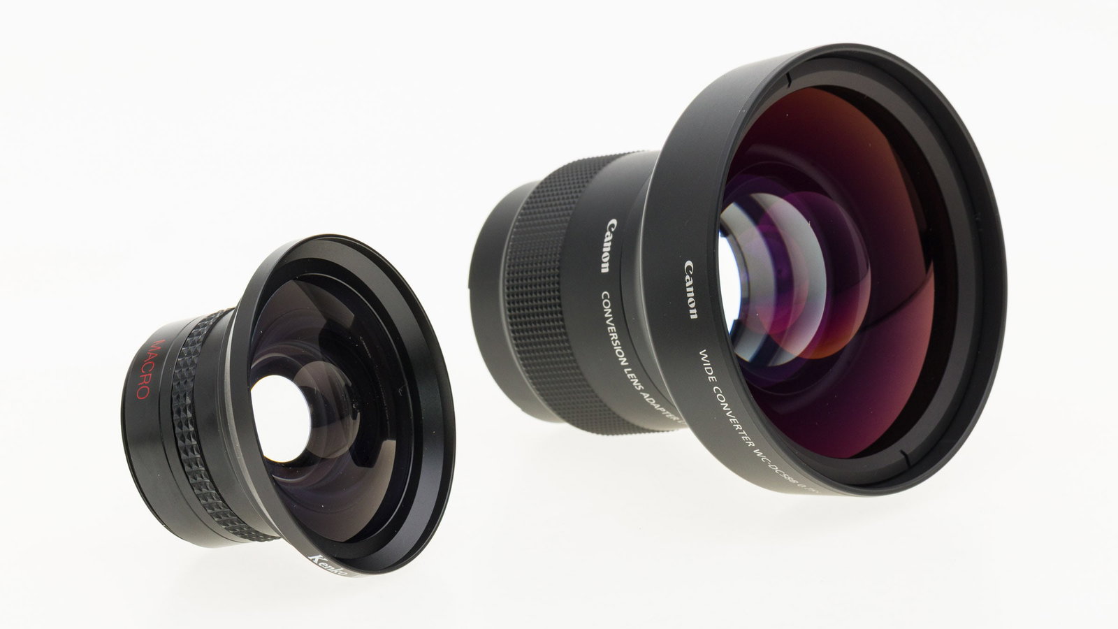 Canon Wide Converter and Kenko Conversion Lens: Property from the Collection of Ray C. Cottingham Description: Canon Wide Converter and Kenko Conversion Lens, a Canon Wide Converter WC-DC58B 0.75X with conversion lens adapter LA+DC58H and a Ken