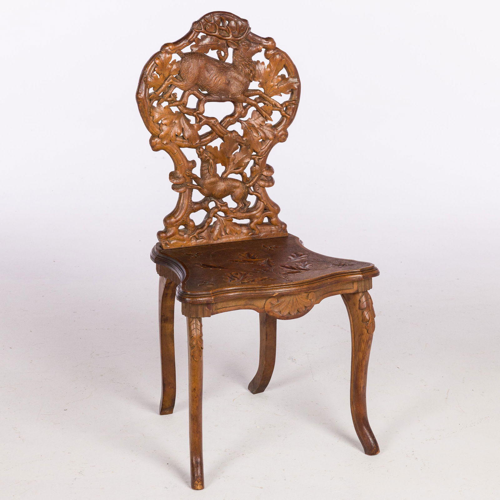 German Black Forest Carved Walnut Side Chair, 19th C (1 of 12)