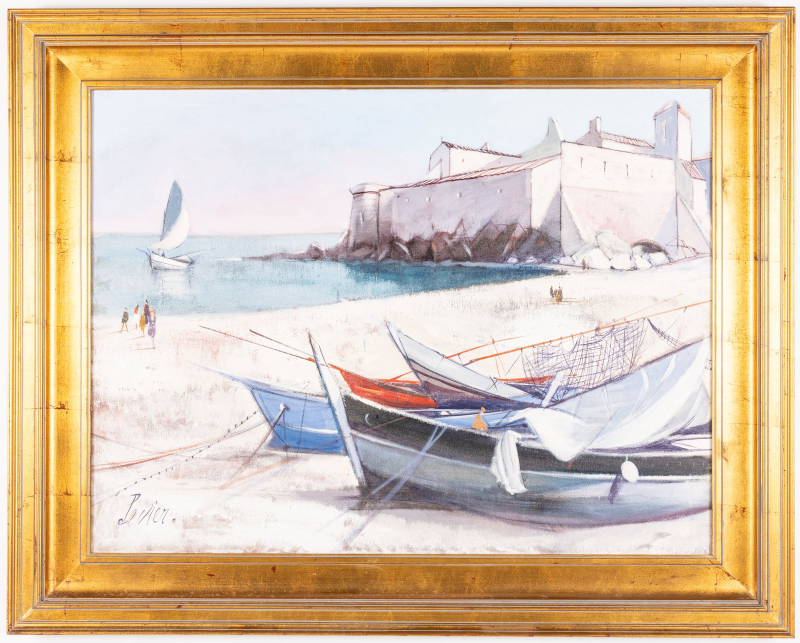 Charles Levier (1920-2003), Sailboats on Beach, O/C (1 of 8)