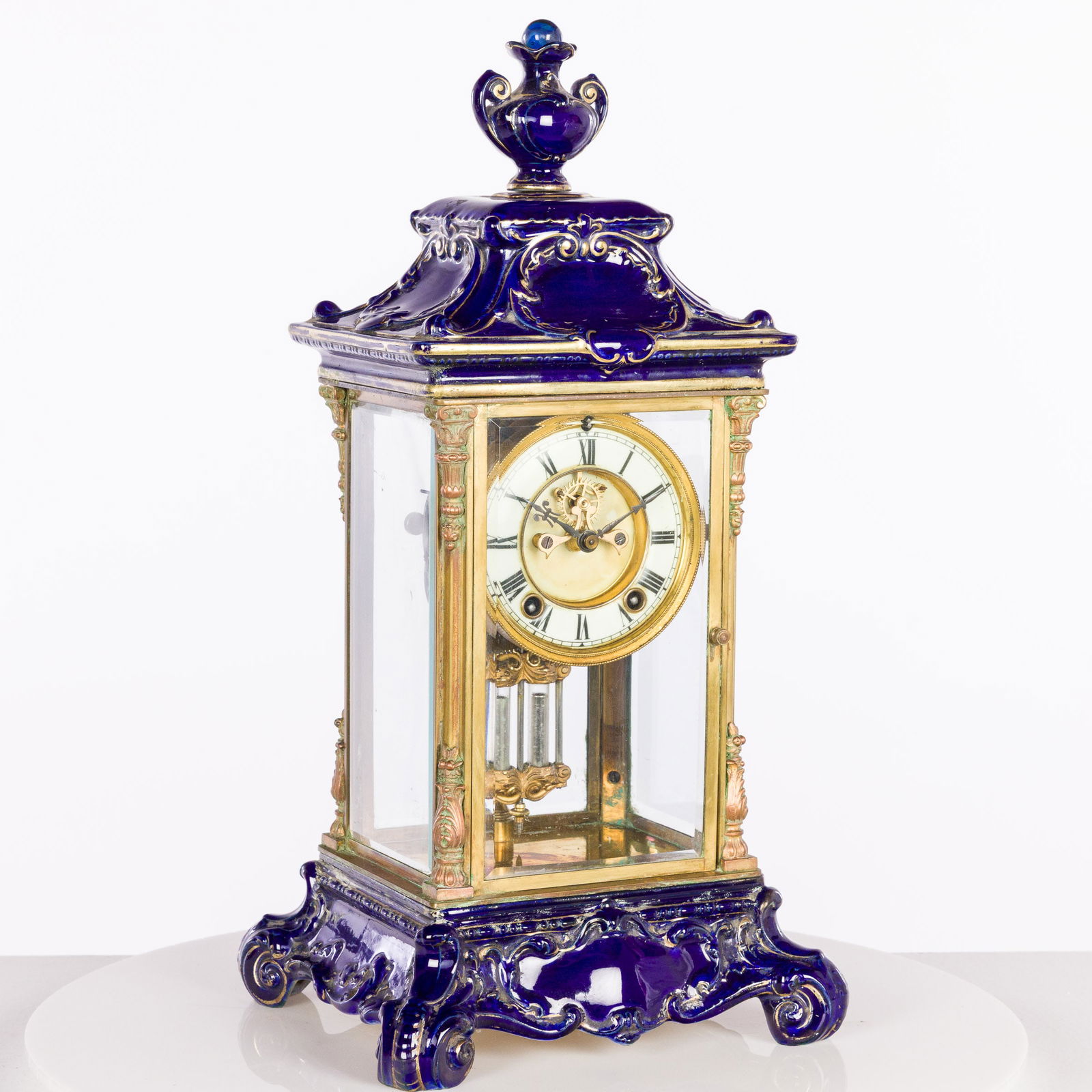 Ansonia Cobalt Blue Porcelain Crystal Regulator (1 of 9)