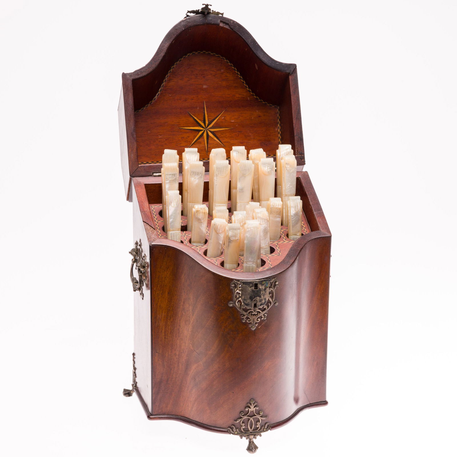 George III Mahogany Knife Box w Cutlery, 18th/19th C (1 of 12)