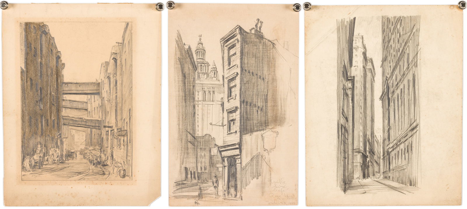 3 Christopher Murphy Jr. (Sav, 1902-1973) Sketches: Property from the Virginia and John Duncan Collection, Savannah, GA Description: Three Christopher Murphy Jr. (Savannah, 1902-1973) Sketches, comprising a 11 in. x 8 1/2 in. graphite sketch of a s