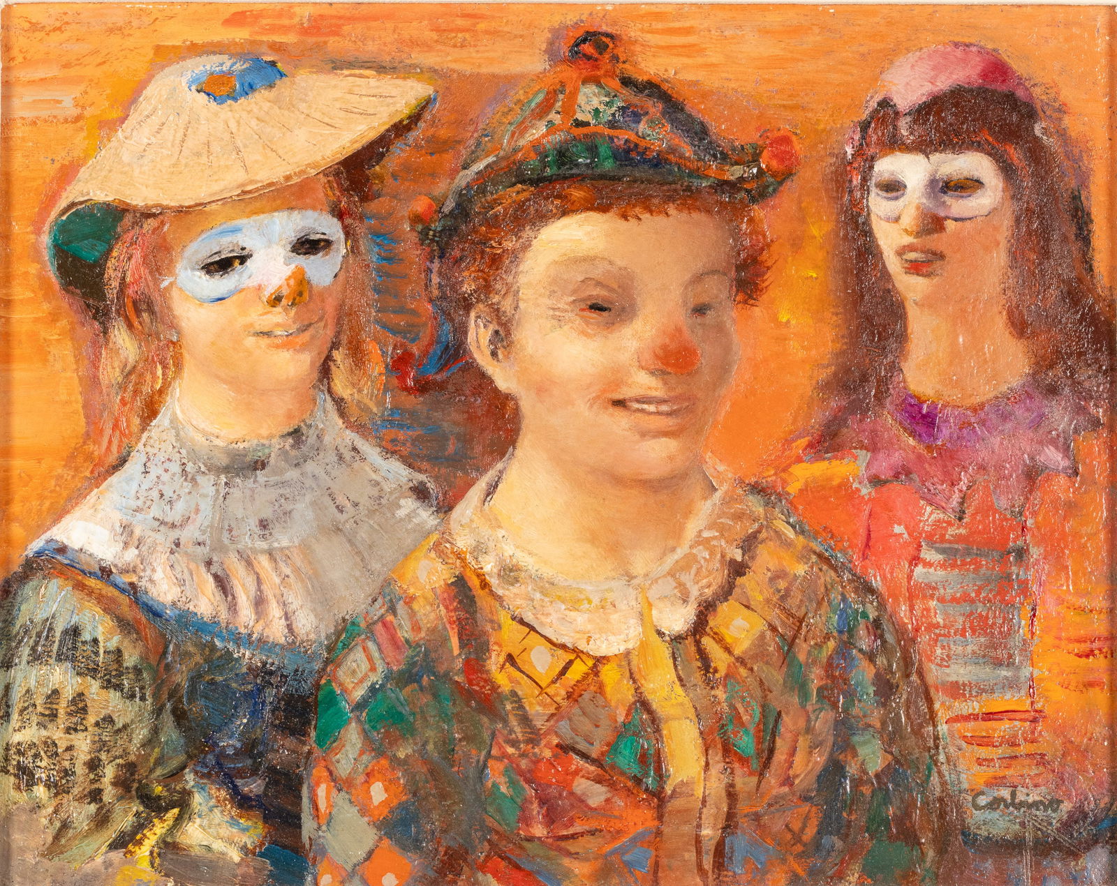 Jon Corbino (Italian, 1905-1964), Three Clowns, O/B (1 of 13)