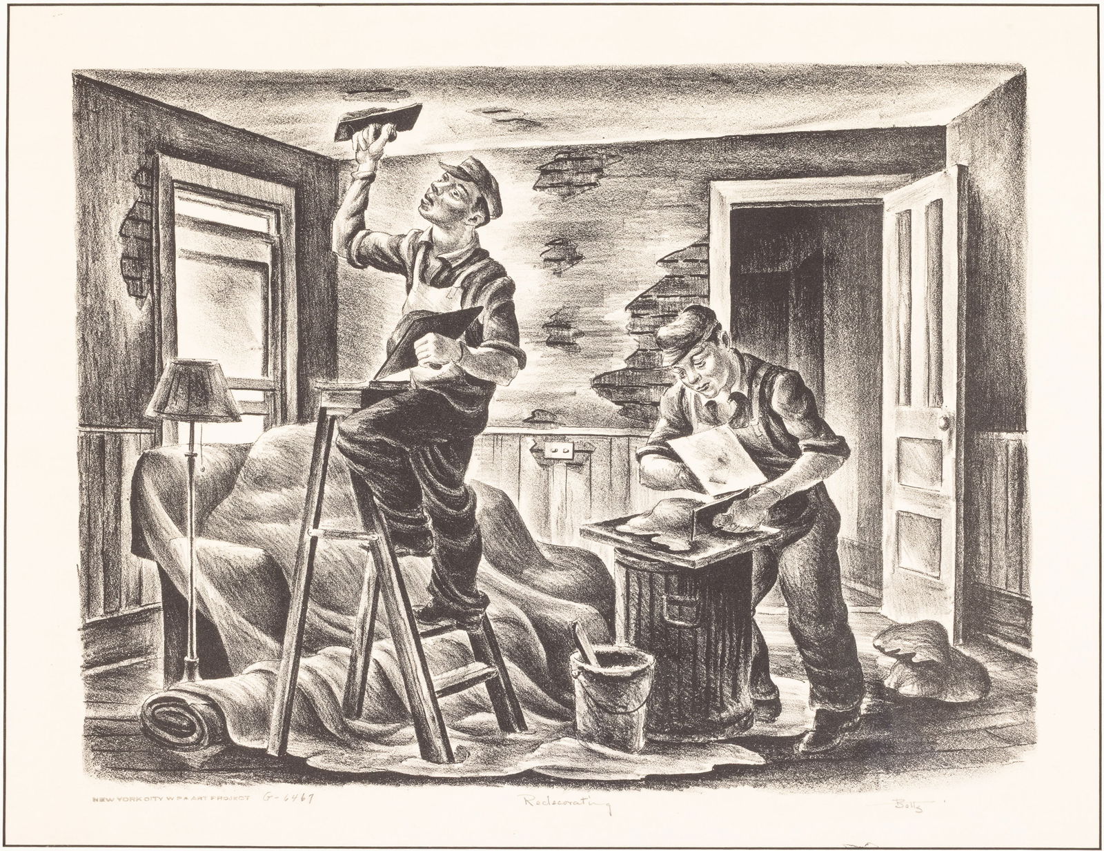 Hugh Botts (NY, 1903-1964), Redecoration, Lithograph (1 of 12)