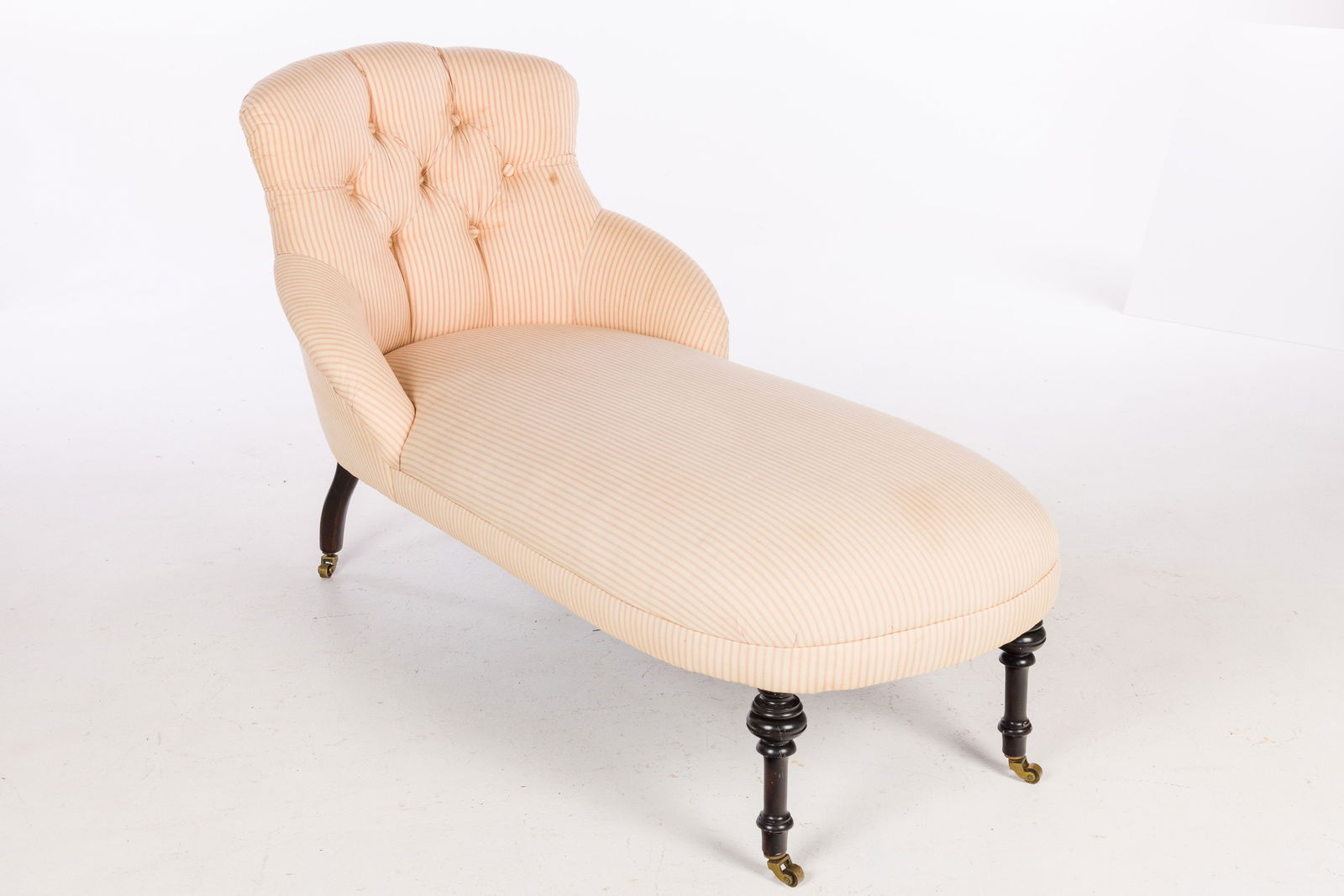 Victorian Style Pink and White Striped Chaise Longue (1 of 9)