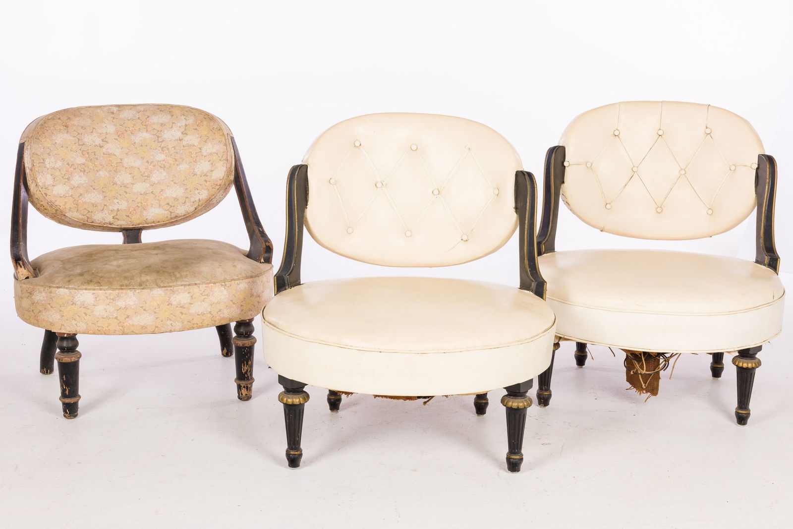 3 Dorothy Draper Style Black Painted Side Chairs (1 of 10)